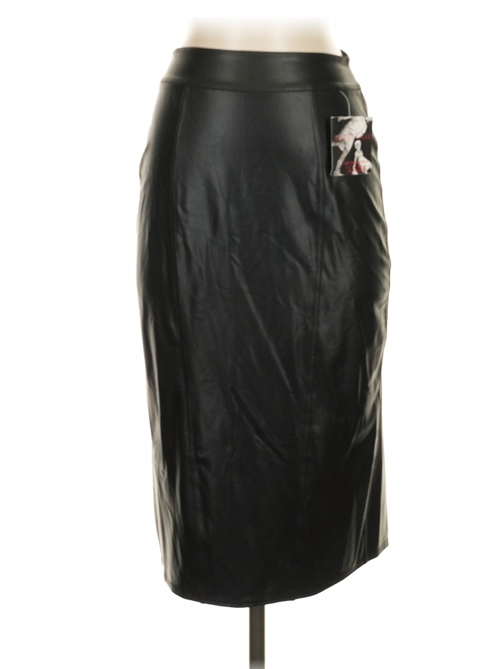 Lux de Ville Black Faux Leather Pencil Skirt